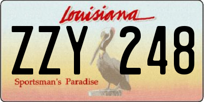 LA license plate ZZY248