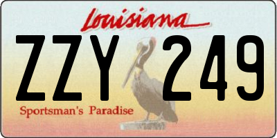 LA license plate ZZY249