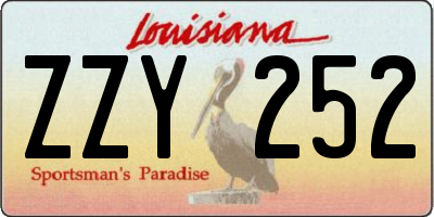 LA license plate ZZY252