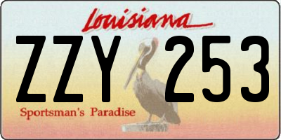 LA license plate ZZY253