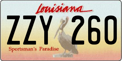 LA license plate ZZY260