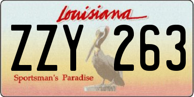 LA license plate ZZY263