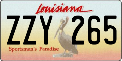 LA license plate ZZY265