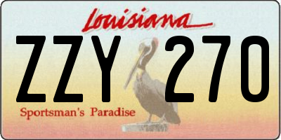 LA license plate ZZY270