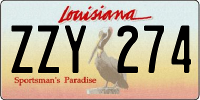 LA license plate ZZY274