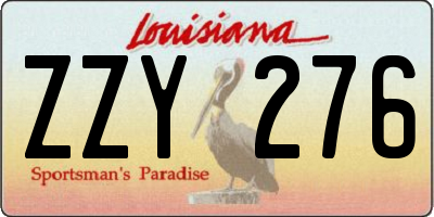 LA license plate ZZY276