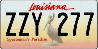 LA license plate ZZY277