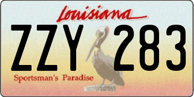 LA license plate ZZY283