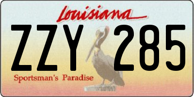 LA license plate ZZY285