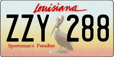 LA license plate ZZY288