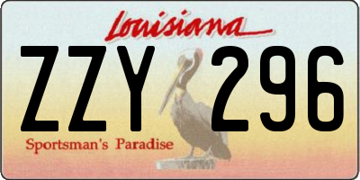 LA license plate ZZY296