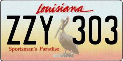 LA license plate ZZY303
