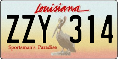 LA license plate ZZY314