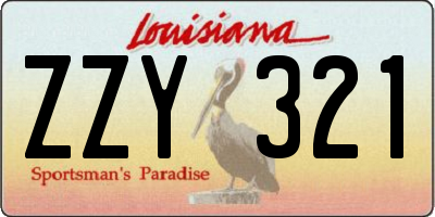 LA license plate ZZY321