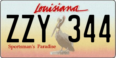 LA license plate ZZY344