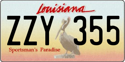 LA license plate ZZY355