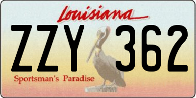 LA license plate ZZY362