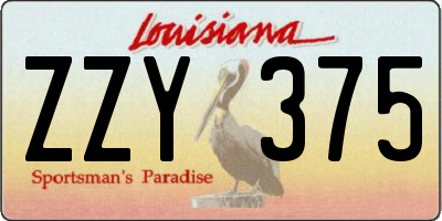 LA license plate ZZY375