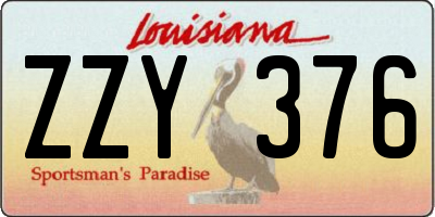LA license plate ZZY376