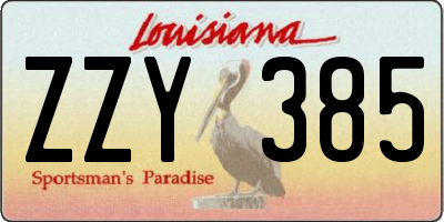 LA license plate ZZY385