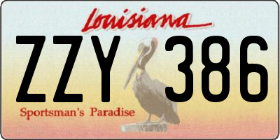 LA license plate ZZY386