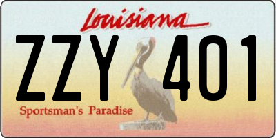 LA license plate ZZY401