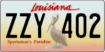 LA license plate ZZY402