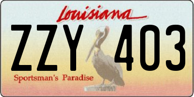 LA license plate ZZY403