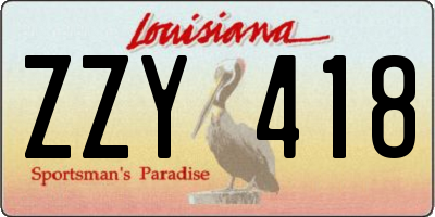 LA license plate ZZY418