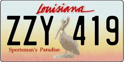 LA license plate ZZY419