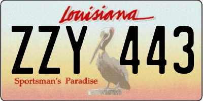 LA license plate ZZY443