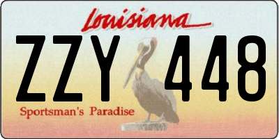 LA license plate ZZY448