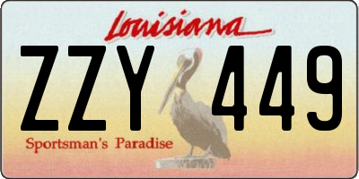 LA license plate ZZY449