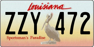 LA license plate ZZY472