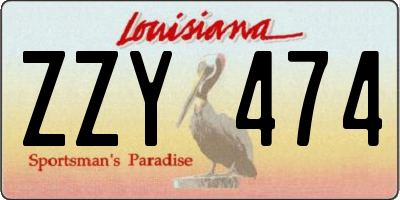 LA license plate ZZY474