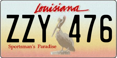 LA license plate ZZY476