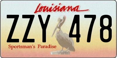 LA license plate ZZY478