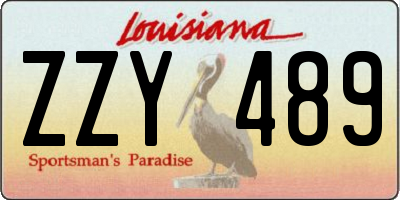 LA license plate ZZY489