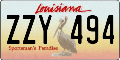 LA license plate ZZY494