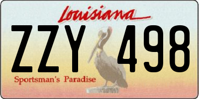 LA license plate ZZY498