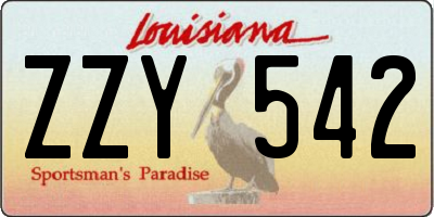 LA license plate ZZY542