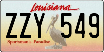 LA license plate ZZY549