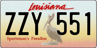 LA license plate ZZY551