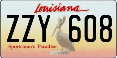 LA license plate ZZY608