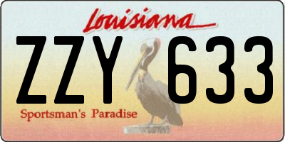 LA license plate ZZY633