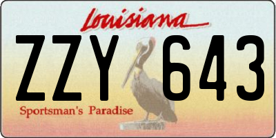 LA license plate ZZY643