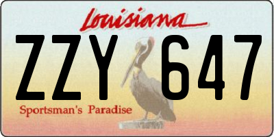 LA license plate ZZY647