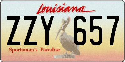 LA license plate ZZY657