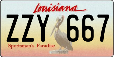 LA license plate ZZY667