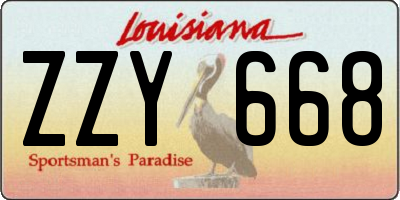 LA license plate ZZY668